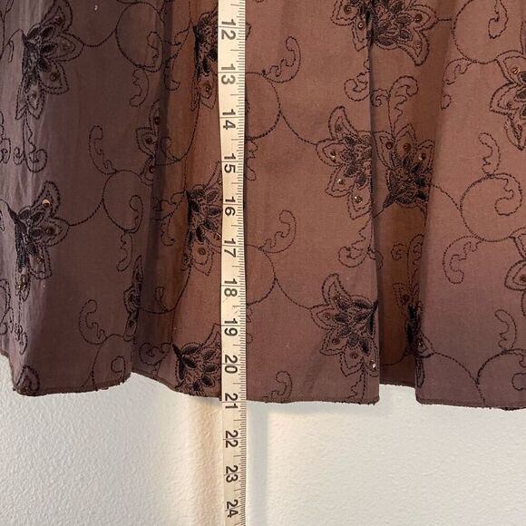 Vintage Dolled Up Brown Embroidered Mini Skirt Size Small - Picture 5 of 8